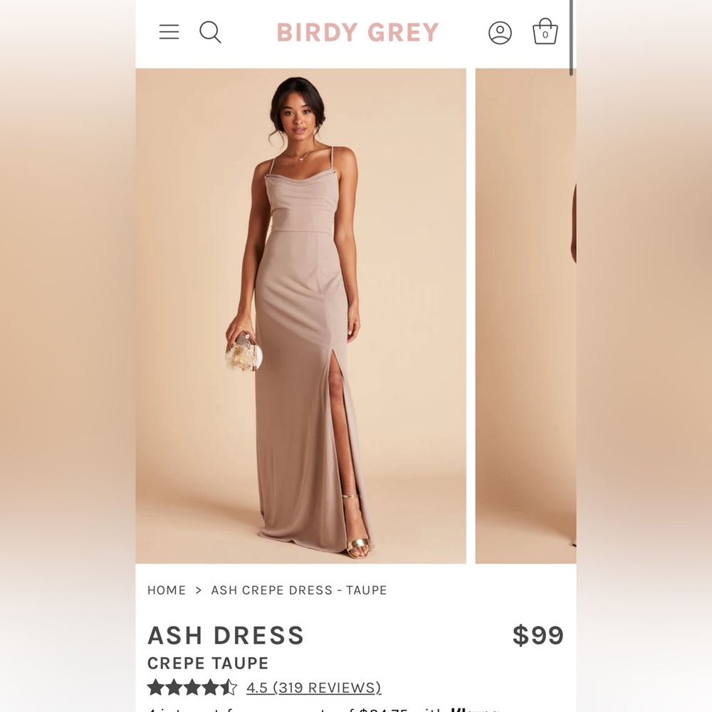 Birdy Grey Formal Dress.  Size: Small.  Color: Taupe